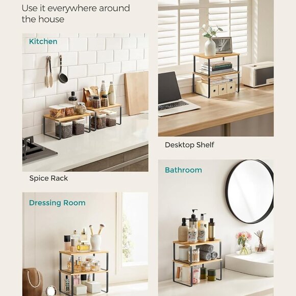 Cabinet Organizer Shelf, Set of 2 Kitchen Counter Shelves, Kitchen Storage - Picture 5 of 6